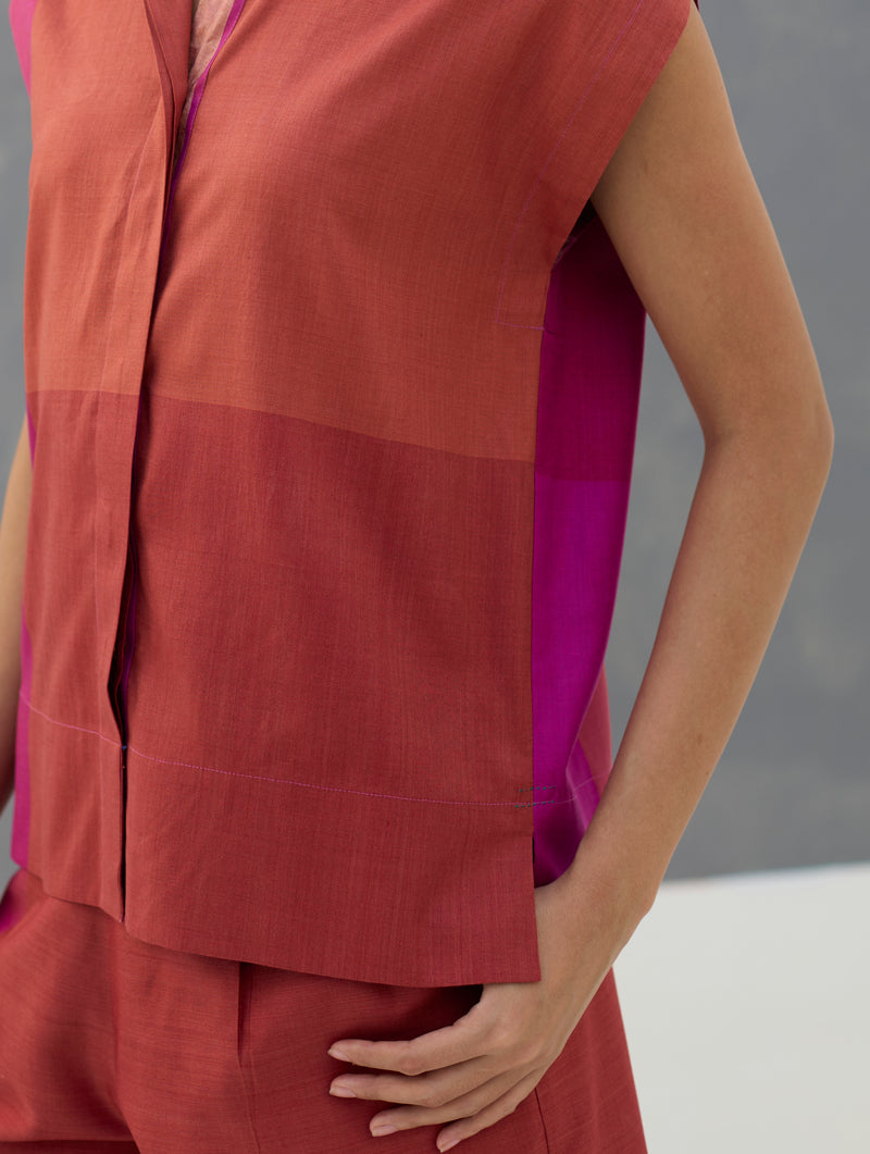 Aana Cap-Sleeve Eri Silk Shirt -  Rose