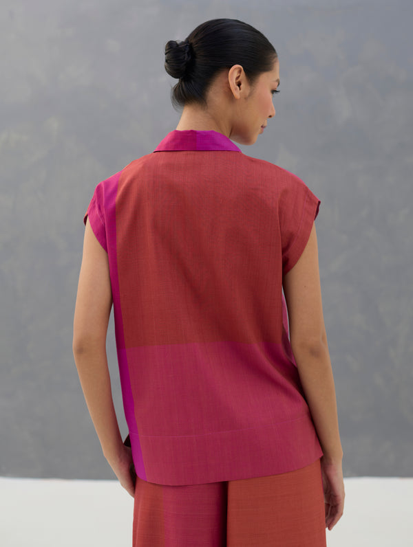 Aana Cap-Sleeve Eri Silk Shirt -  Rose
