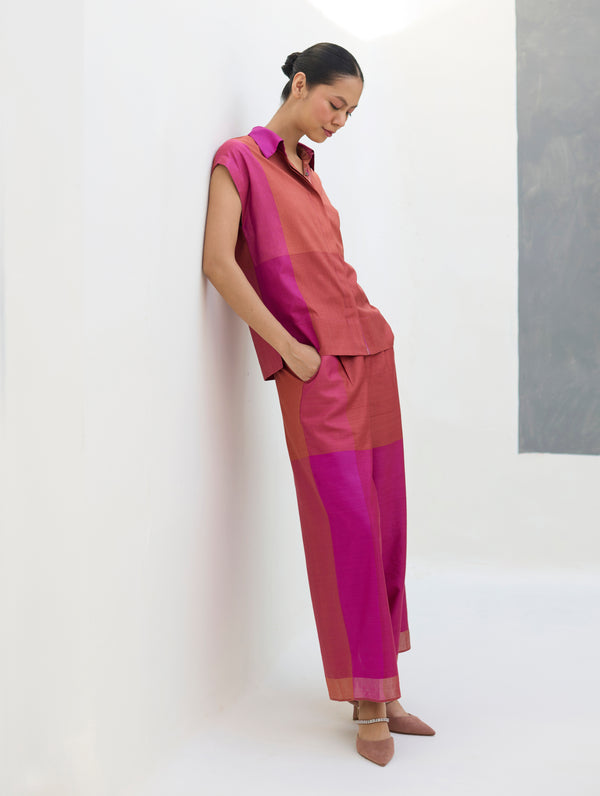 Aana Eri Silk Co-ord Set -  Rose