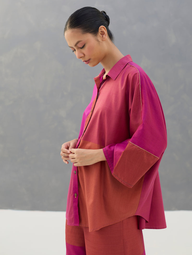 Sara Handwoven Eri Silk Shirt - Rose