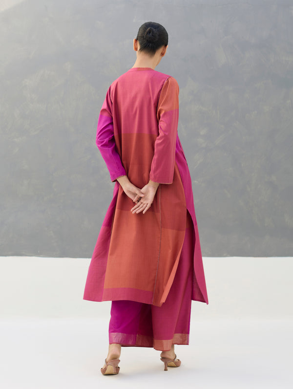 Warda Angrakha Eri Silk Kurta Set  - Rose