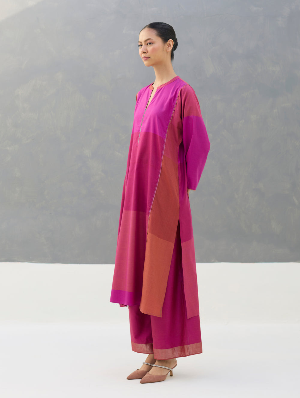 Warda Angrakha Eri Silk Kurta - Rose