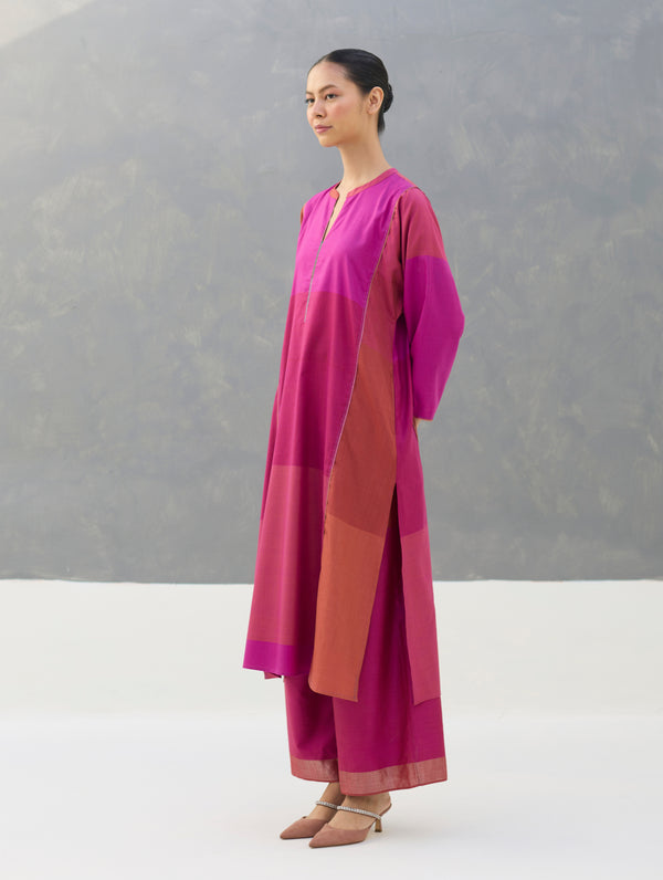 Warda Angrakha Eri Silk Kurta Set  - Rose