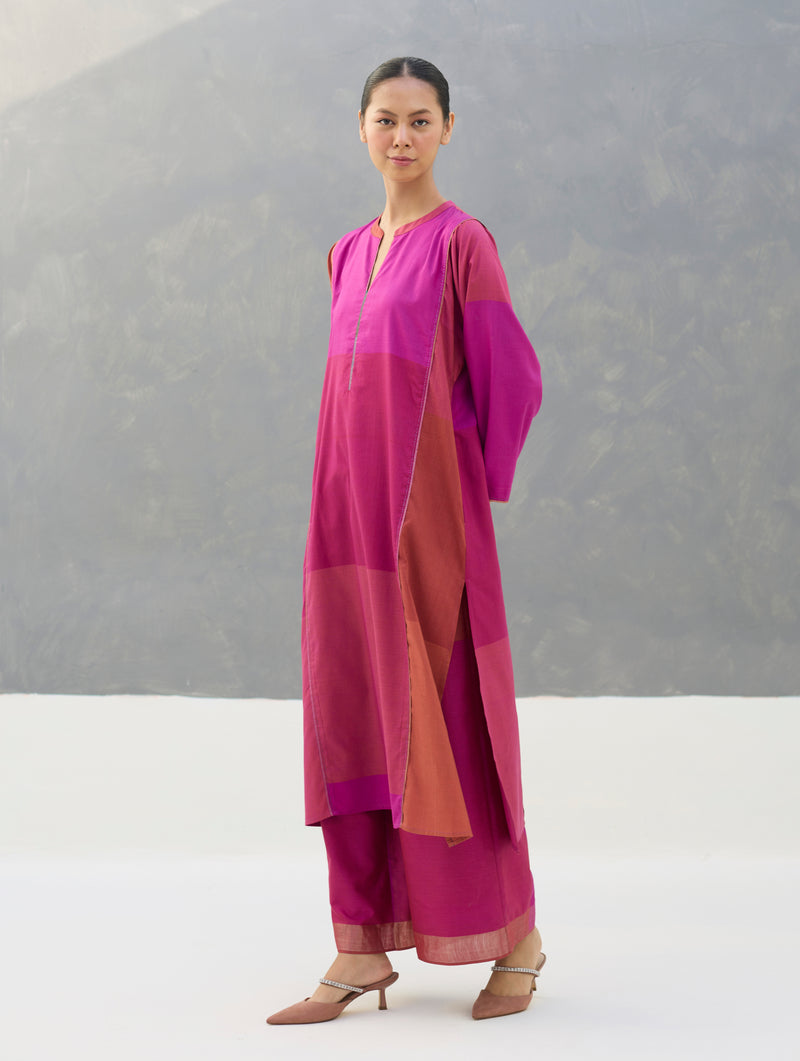 Warda Angrakha Eri Silk Kurta - Rose