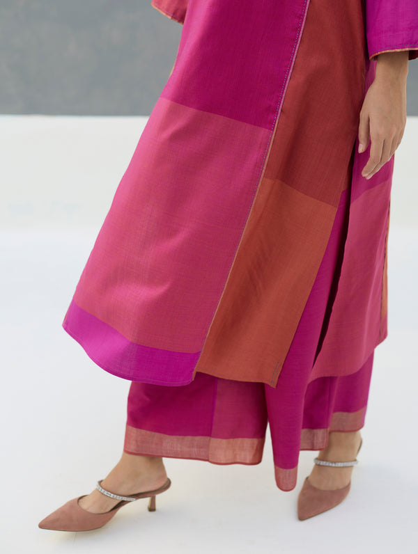 Warda Angrakha Eri Silk Kurta Set  - Rose