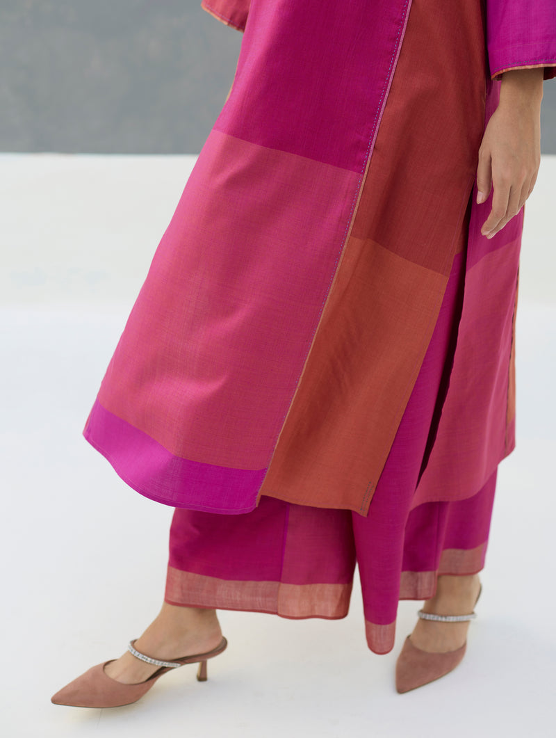 Warda Angrakha Eri Silk Kurta Set  - Rose