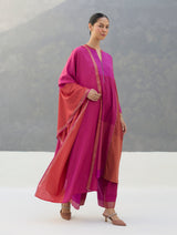 Warda Angrakha Eri Silk Kurta Set  - Rose