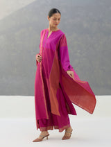 Warda Angrakha Eri Silk Kurta Set  - Rose