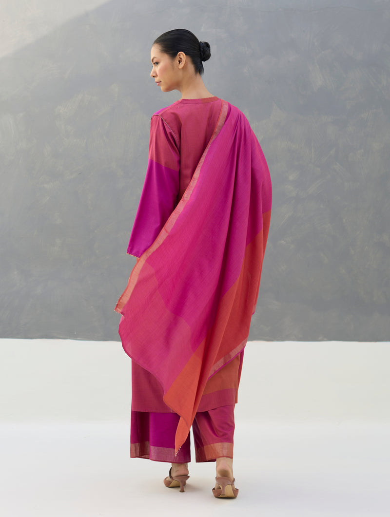 Warda Angrakha Eri Silk Kurta Set  - Rose