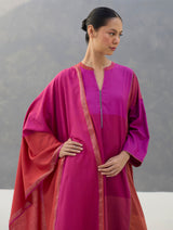 Warda Angrakha Eri Silk Kurta Set  - Rose
