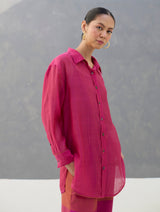 Nazo Sheer Silk Chanderi Shirt -  Rose