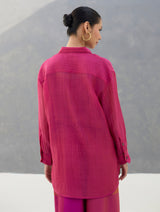 Nazo Sheer Silk Chanderi Shirt -  Rose