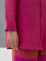 Nazo Sheer Silk Chanderi Shirt -  Rose