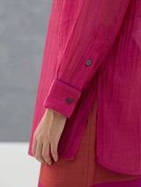 Nazo Sheer Silk Chanderi Shirt -  Rose