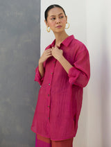 Nazo Sheer Silk Chanderi Shirt -  Rose
