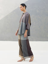 Sara Eri Silk Co-ord Set  - Taupe Grey