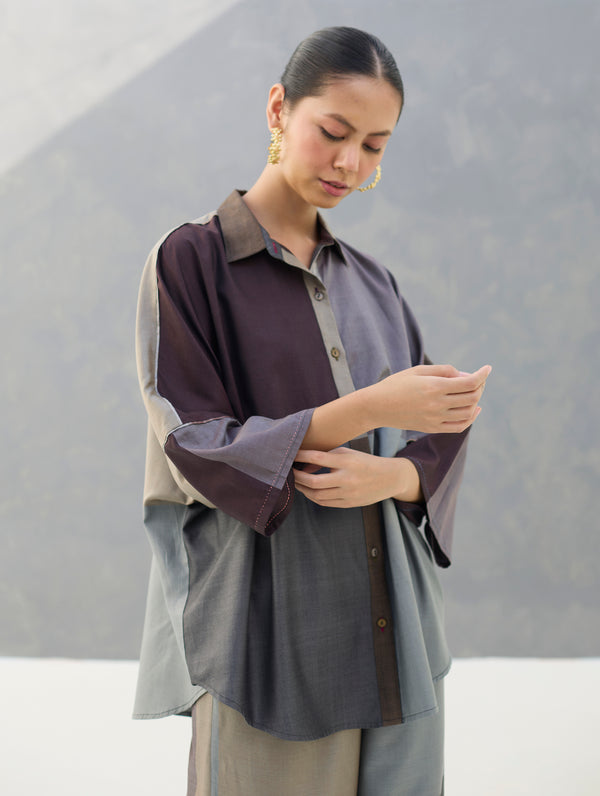 Sara Handwoven Eri Silk Shirt - Taupe Grey