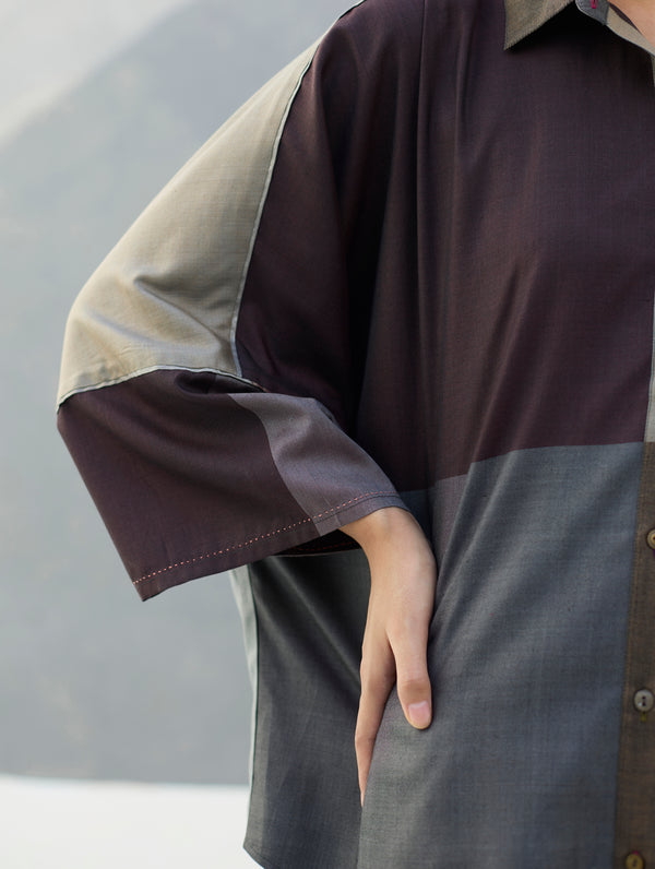 Sara Handwoven Eri Silk Shirt - Taupe Grey