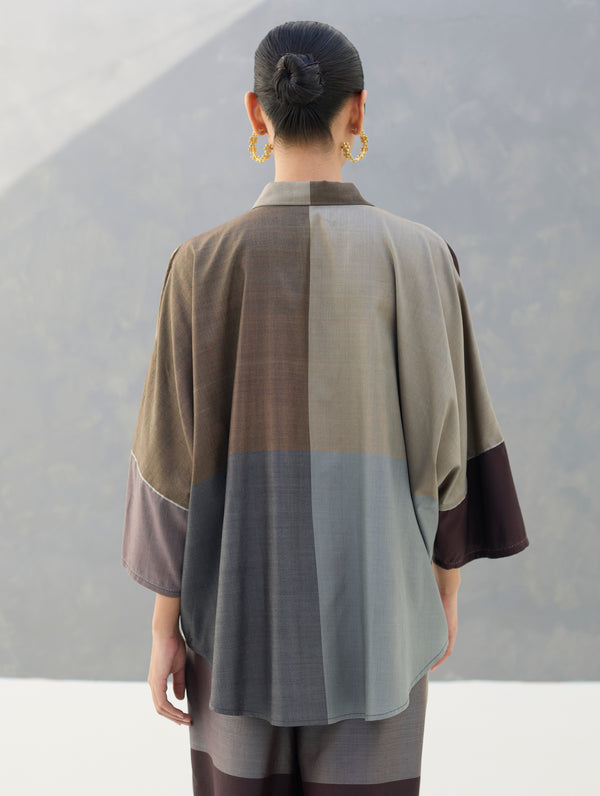 Sara Handwoven Eri Silk Shirt - Taupe Grey