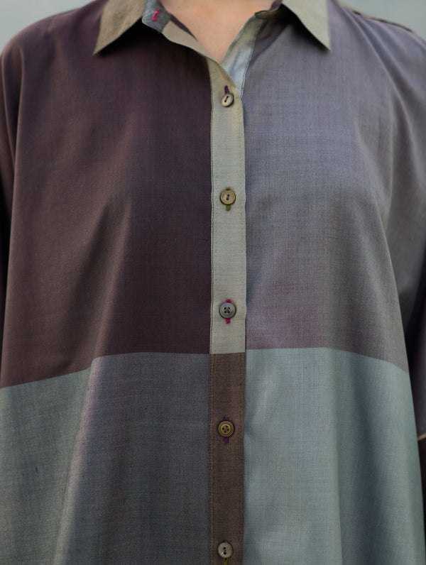 Sara Eri Silk Co-ord Set  - Taupe Grey