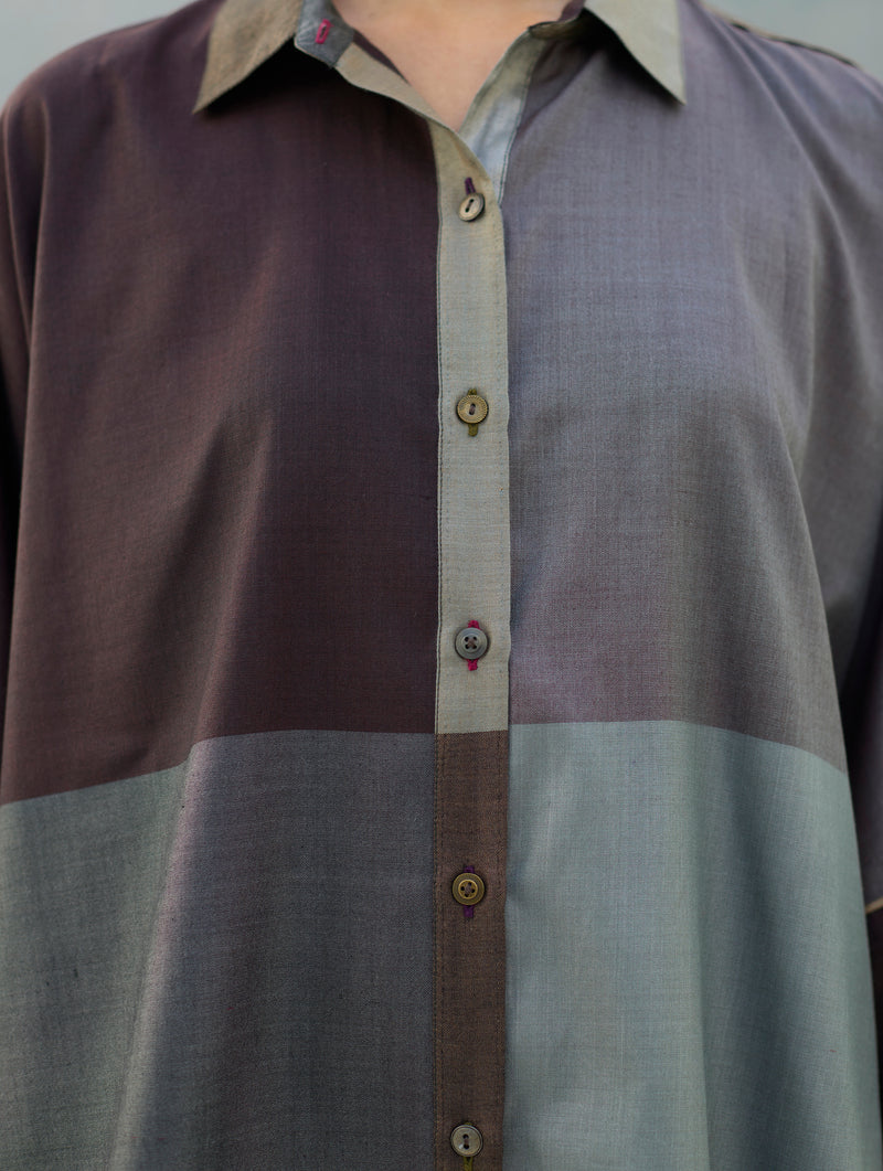 Sara Eri Silk Co-ord Set  - Taupe Grey