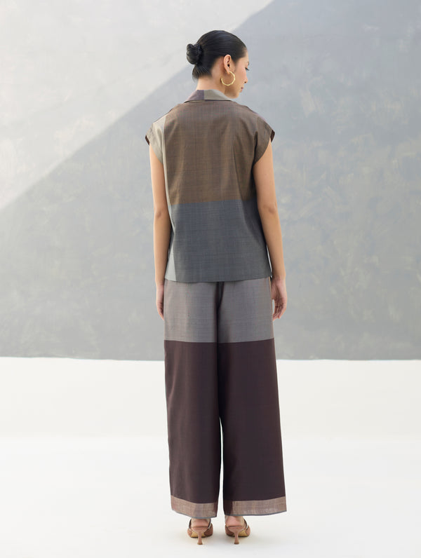 Aana Eri Silk Co-ord Set -  Taupe Grey