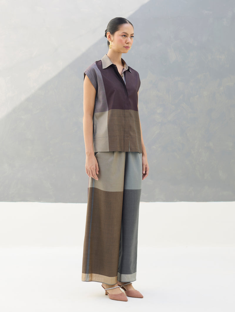 Aana Eri Silk Co-ord Set -  Taupe Grey