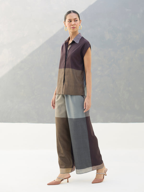 Aana Eri Silk Co-ord Set -  Taupe Grey