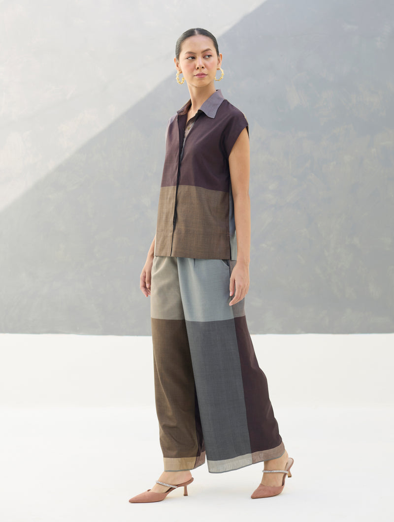 Aana Eri Silk Co-ord Set -  Taupe Grey