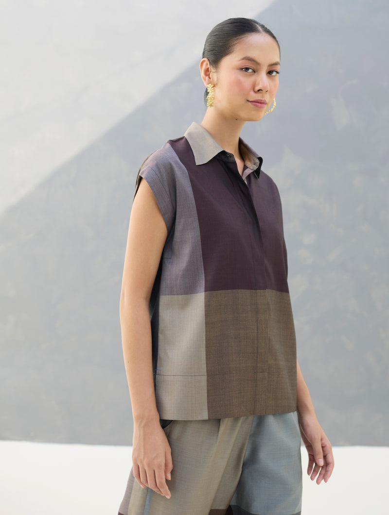 Aana Eri Silk Co-ord Set -  Taupe Grey