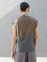 Aana Cap-Sleeve Eri Silk Shirt -  Taupe Grey