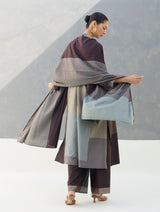 Firo Eri Silk Metallic Scarf/Dupatta- Taupe Grey
