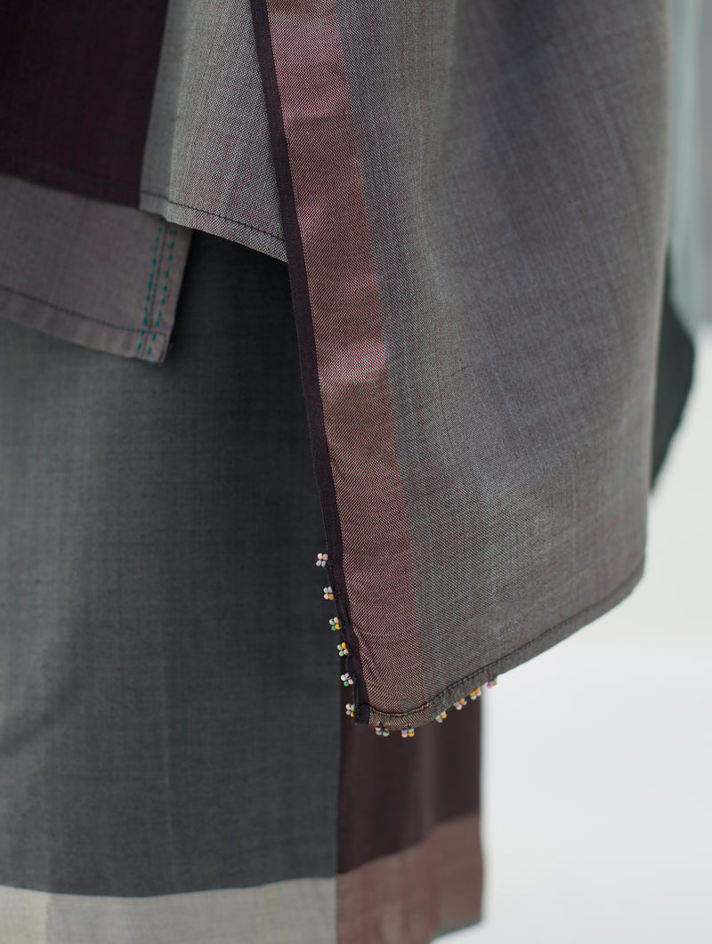 Warda Angrakha Eri Silk Kurta Set  - Taupe Grey