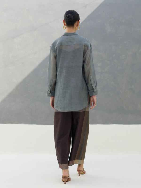 Nazo Sheer Silk Chanderi Shirt -  Grey