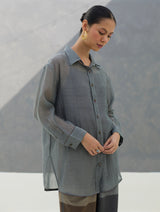 Nazo Sheer Silk Chanderi Shirt -  Grey