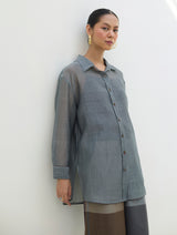 Nazo Sheer Silk Chanderi Shirt -  Grey