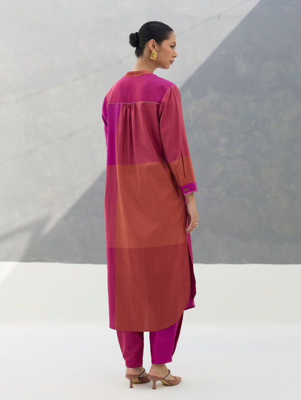 Sama Eri Silk Shirt Kurta -  Rose