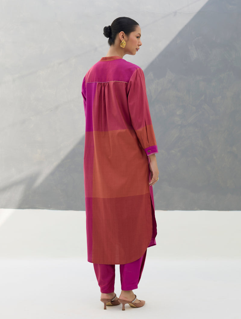 Sama Eri Silk Shirt Kurta -  Rose
