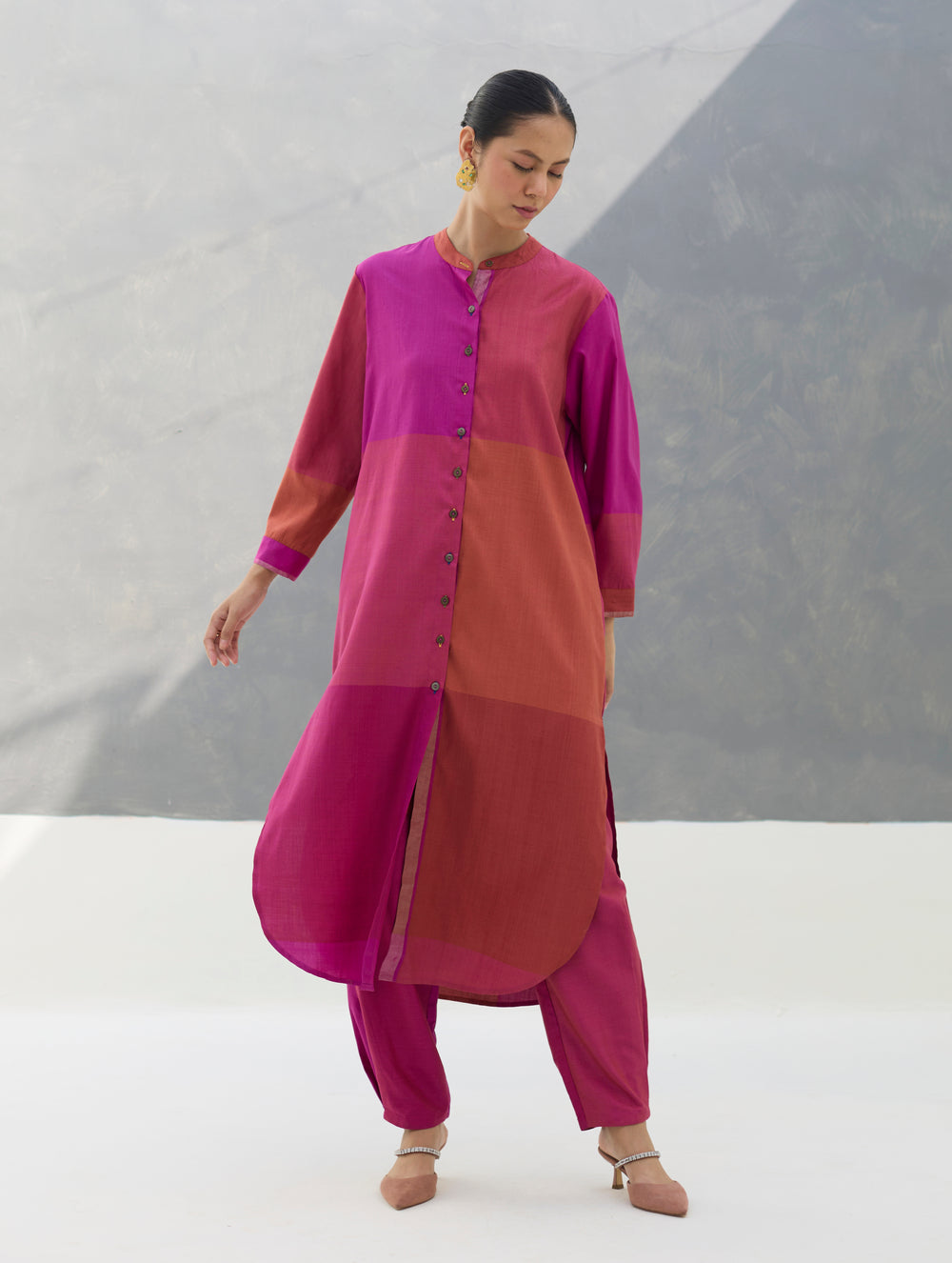 Sama Eri Silk Shirt Kurta Set -  Rose