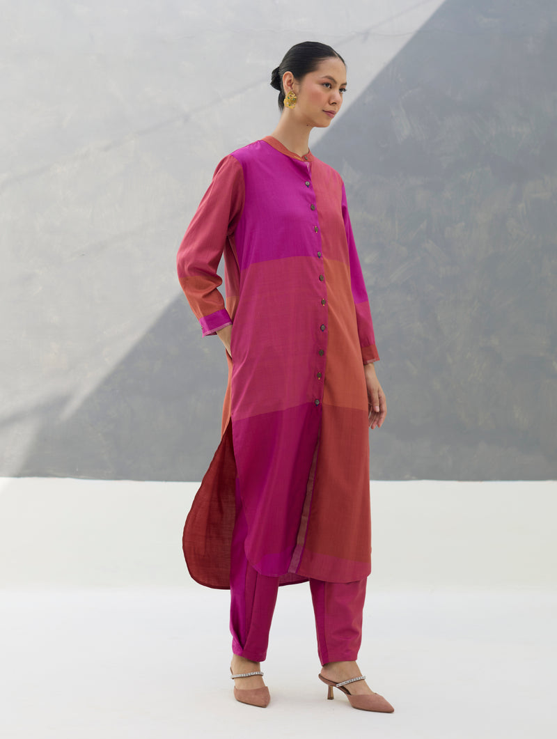 Sama Eri Silk Shirt Kurta -  Rose