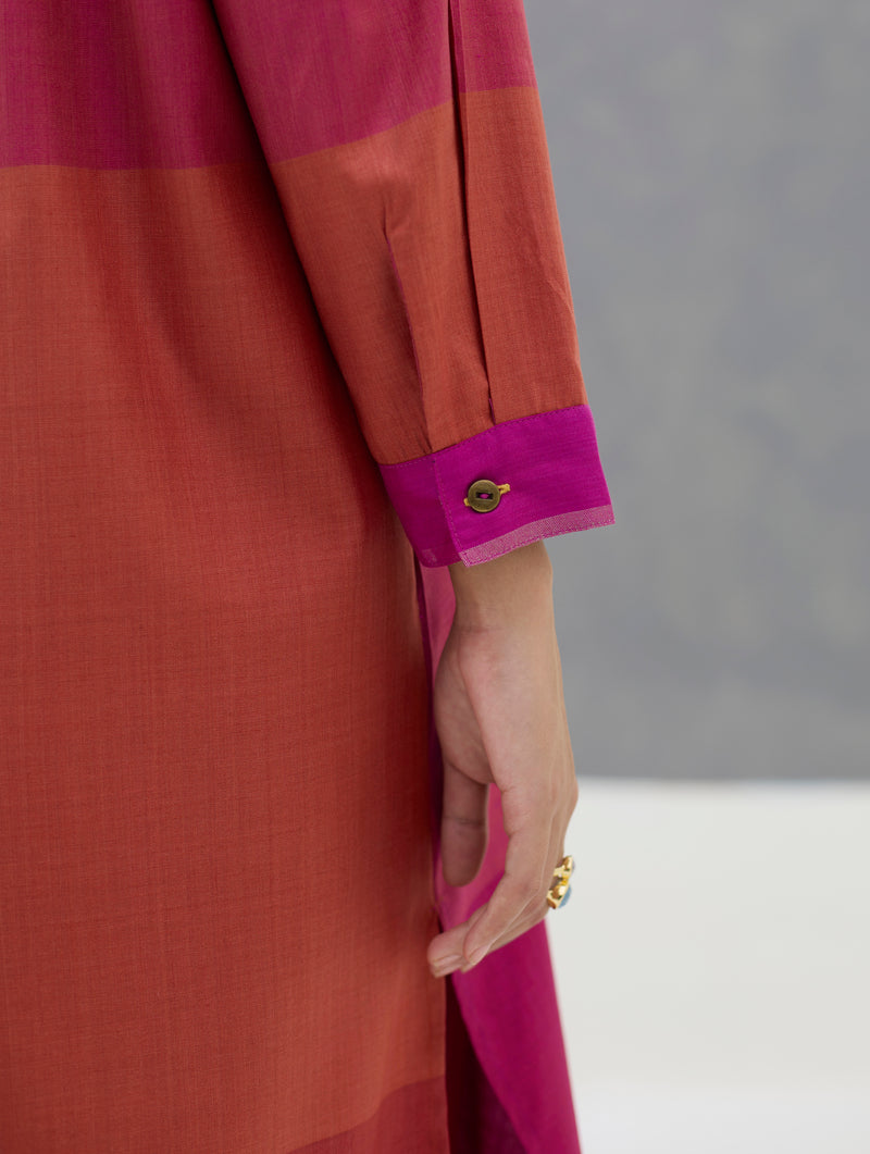 Sama Eri Silk Shirt Kurta -  Rose