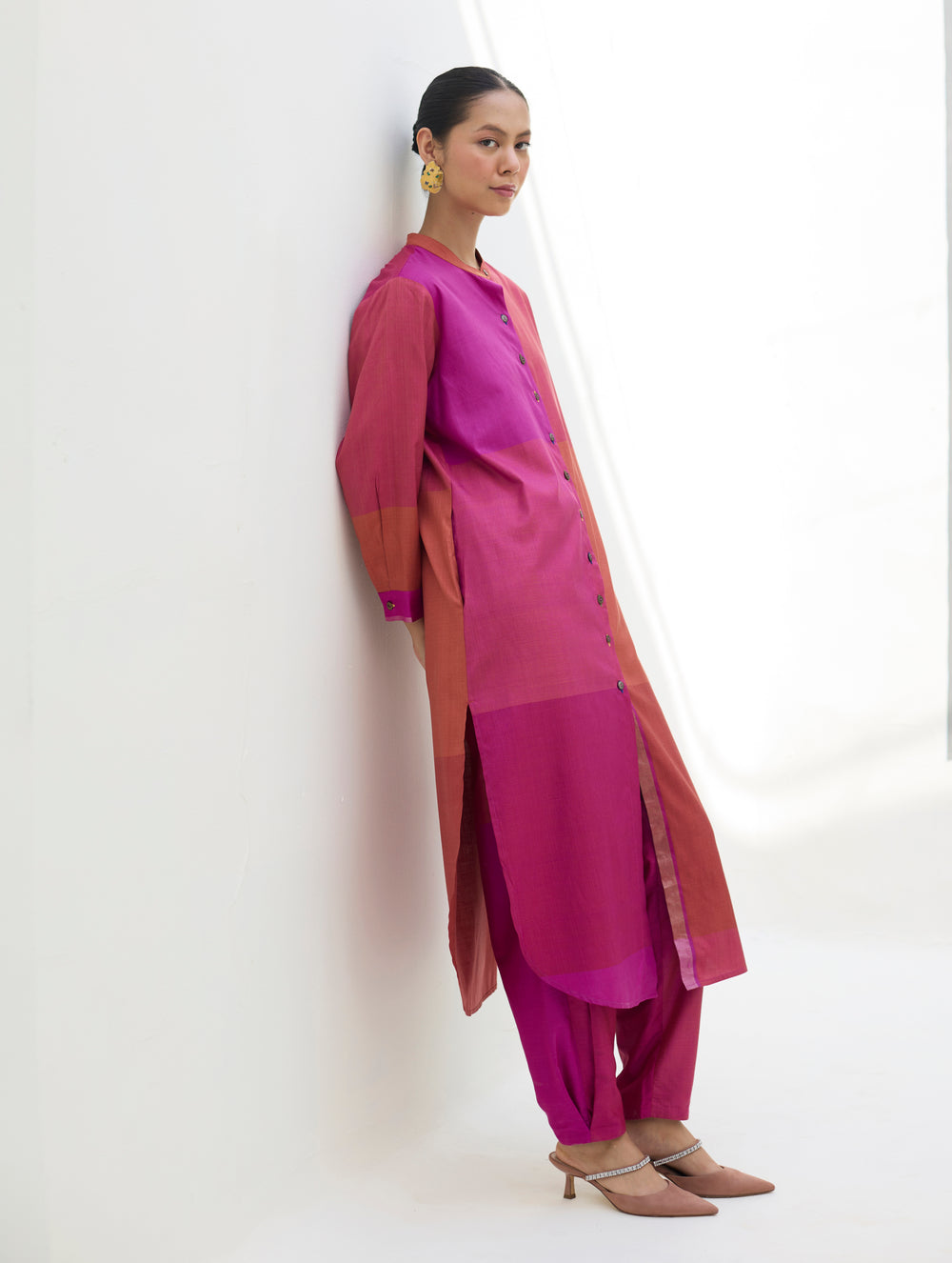 Sama Eri Silk Shirt Kurta Set -  Rose