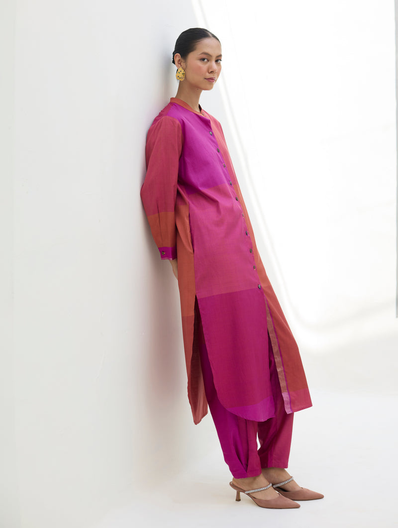 Sama Eri Silk Shirt Kurta -  Rose