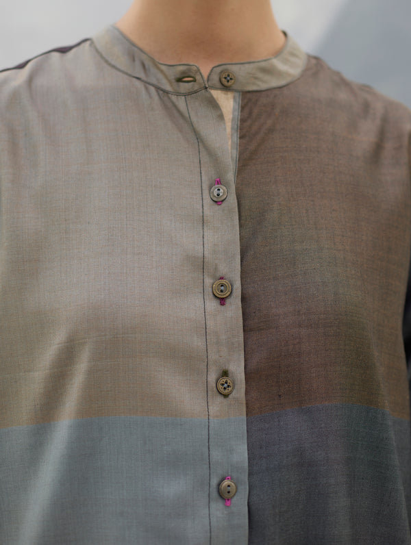 Sama Eri Silk Shirt Kurta -  Taupe Grey