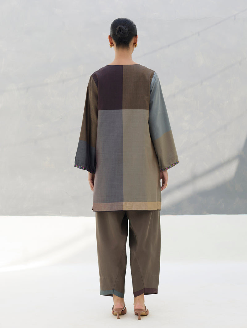 Athiya Hand-Embroidered Kurta Set - Taupe Grey