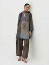 Athiya Hand-Embroidered Kurta Set - Taupe Grey