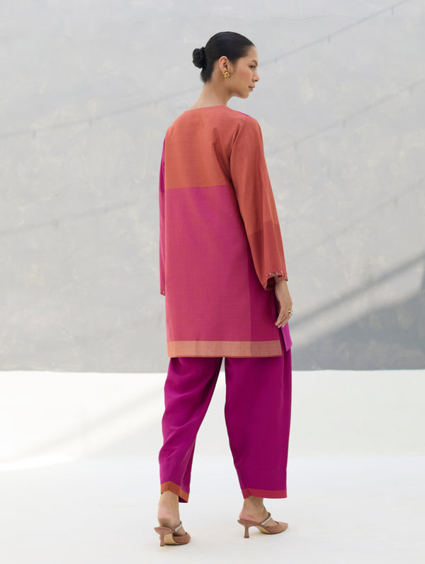 Athiya Hand-Embroidered Short Kurta - Rose