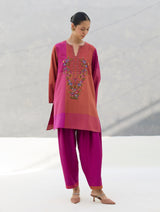 Athiya Hand-Embroidered Short Kurta - Rose