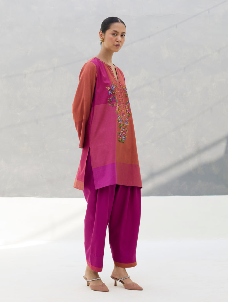 Athiya Hand-Embroidered Short Kurta - Rose
