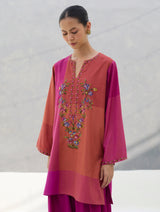 Athiya Hand-Embroidered Short Kurta - Rose